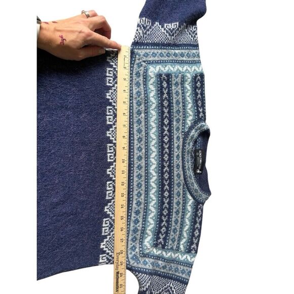Alpaca Connection Alpaca Wool Blend Fair Isle Sweater size S Blue - Picture 6 of 10